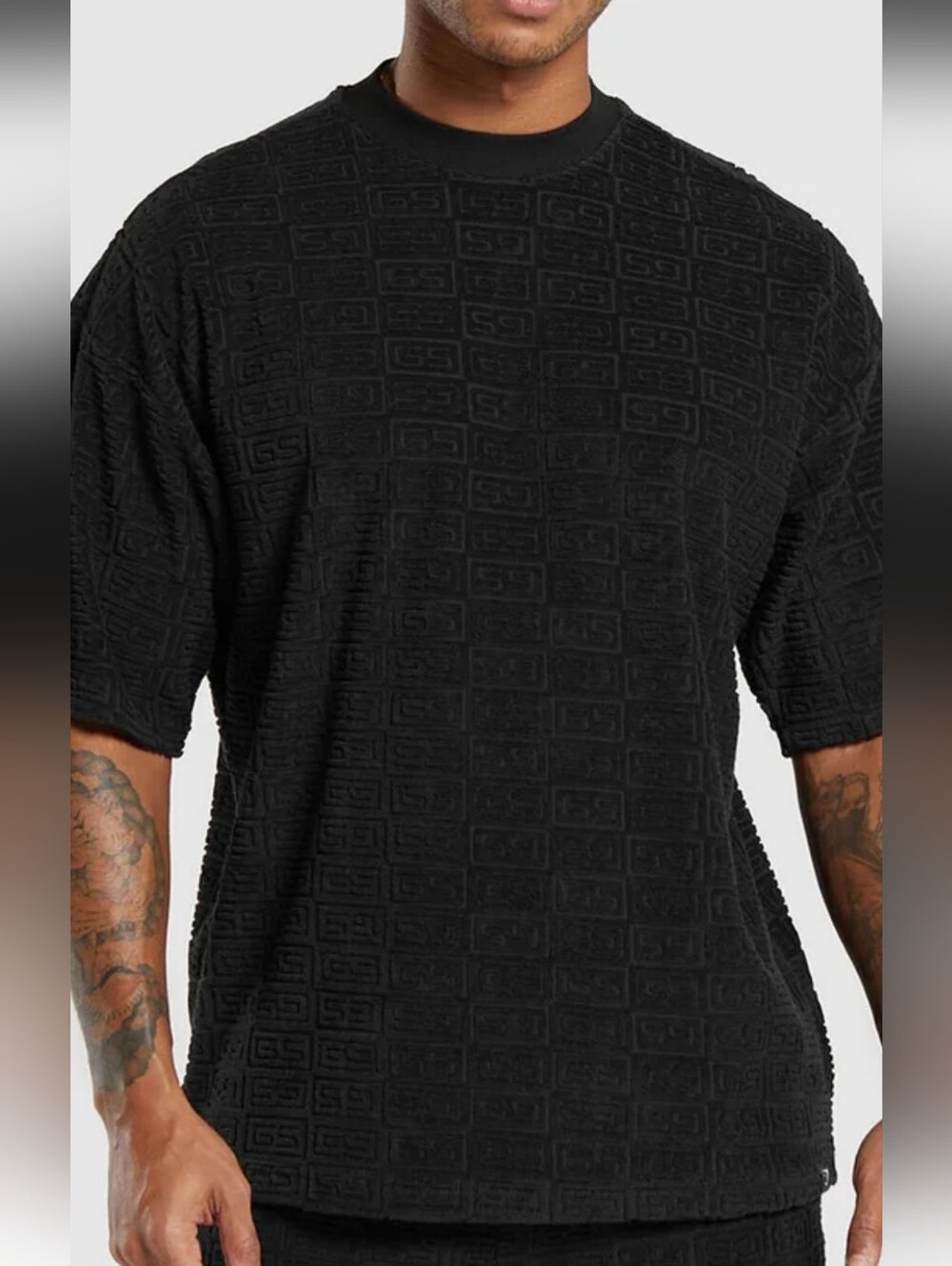 Gymshark Black Towelling Short Sleeve Textured T-shirt